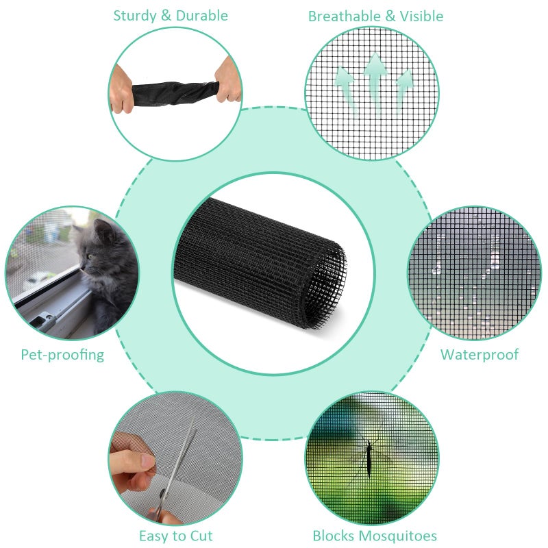 Rindion 48x102 Inch Window Screen Replacement  DIY Adjustable Pet-Proof Patio Screen  Anti-Mosquito Window Screen Mesh for Porch and Sliding Doors - Image 4